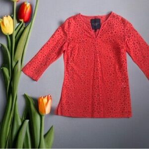 Talbots Eyelet Orange Blouse